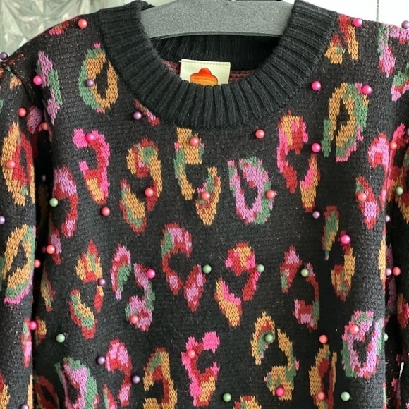 Farm Rio Beaded Leopard Pattern Sweater - Picture 8 of 13
